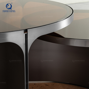 OEM <span class=keywords><strong>moderno</strong></span> divano di lusso nero acciaio inossidabile placcato marrone colore <span class=keywords><strong>vetro</strong></span> temperato nidificazione <span class=keywords><strong>tavolino</strong></span> rotondo - Product Image 5