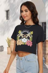 Blusas cortas de manga corta holgadas para mujer, blusas informales transpirables con cuello redondo para verano e invierno - Product Image 6