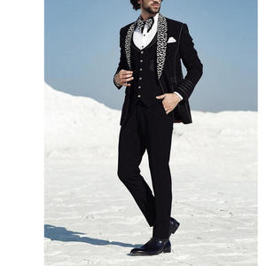 Traje de chaqueta para hombre, de 3 piezas traje de boda, traje tejido para hombre, vestido Formal de oficina, trajes de esmoquin para graduación, traje de pana a rayas para hombre - Product Image 3