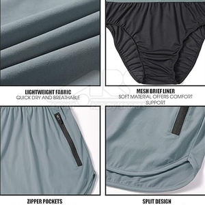 Pantalones cortos deportivos transpirables para correr para hombre con cintura elástica y forro de malla Venta en línea - Product Image 5