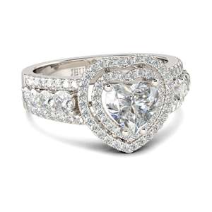 Bague de fiançailles Jeulia en argent sterling plaqué or rose avec double halo et coupe cœur - Product Image 2