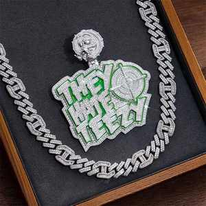 Customized Iced Silver Men's Vintage Style VVS Moissanite Diamond Name Letter Pendant Personalized Moissanite Diamond Pendant - Product Image 5