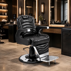 Chaise de barbier ergonomique inclinable hydraulique portable avec appui-tête réglable, hauteur réglable, en cuir PU écologique, professionnelle - Product Image 5