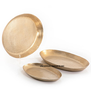 Ensemble de deux plateaux à chocolat en métal de belle qualité faits à la main nouveau plateau à chocolat forme ronde plateau à chocolat en métal de luxe - Product Image 2