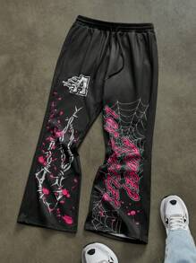 กางเกงวอร์มผ้าคอตตอนใส่เล่นกีฬาของผู้ชายกางเกงวิ่งขากว้างพิมพ์ลายซ้อนกันผลิตตามสั่งโรงงาน - Product Image 2