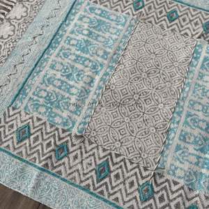 Alfombras de algodón de bloque indio impresas a mano alfombras bohemias para el hogar para la sala de estar - Product Image 6
