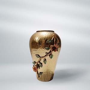 Modern Taper Shape Iron Metal Flower <b>Vase</b> with <b>Gold</b> Embossed Design Sustainable Indoor Outdoor Tabletop Decor for Home Office - Product Image 3