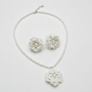 Ivory Snowbloom Beaded Bridal Jewelry Set Romantic Vintage Fine Stainless Steel Gold Plated <b>Wedding</b> <b>Accessory</b> - Product Image 3