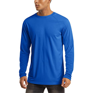 T-shirt de sport à manches longues confortable pour homme, OEM, impression personnalisée du logo, t-shirts en nylon et élasthanne, t-shirt uni vierge - Product Image 4