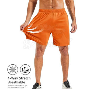 Pantalones Cortos Casuales de Malla para Hombre, Cintura Elástica, Color Sólido, Tejido Transpirable y Ecológico, para Actividades al Aire Libre de Verano - Product Image 5