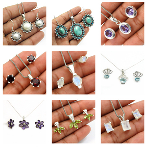 Ensembles personnalisés pendentif et boucles d'oreilles en argent sterling 925 onyx noir avec marcassite ensemble de bijoux de pierres précieuses pour femmes et filles - Product Image 5