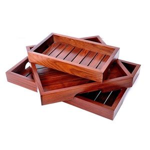 ถาดไม้วอลนัททรงกลมสีน้ำตาลชนบทขนาดเล็กออกแบบได้ตามที่ต้องการถาดใส่อาหารพร้อมที่จับถาดใส่สาร์ธรรมชาติ - Product Image 4