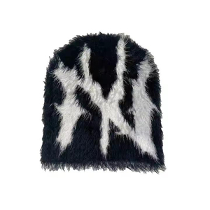 Bonnet tricoté en laine d'hiver avec logo brodé personnalisé Bonnet unisexe 100% laine Impression numérique Design d'image élégant Voyage - Product Image 3