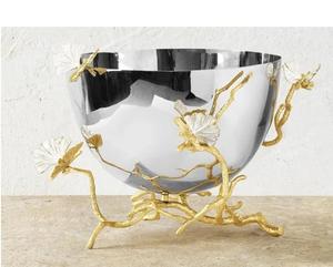 ชามสลัดและชามผลไม้ทองเหลืองสีทองและสีเงินสำหรับเคาน์เตอร์และโต๊ะในบ้านกลาง - Product Image 1