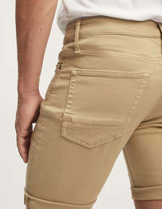 Pantalones Cortos de Mezclilla Color Caqui para Hombre, Teñido con Tintes Vegetales, Tejido Elástico Transpirable, Ropa de Noche con Bolsillos, Diseño Sólido - Product Image 5