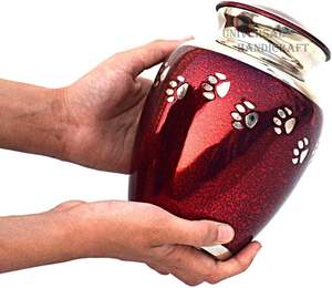 Urnes de crémation pour animaux de compagnie pour chiens et chats cendres fabriquées à la main en laiton mémoire souvenir argent gravé empreintes de pattes urne - Product Image 2