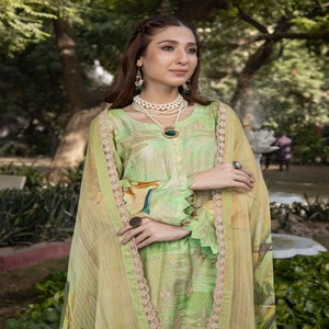Dr Haris Vol SAMAR Collection Conjunto de 3 piezas de Sari Salwar de viscosa pakistaní para mujer Ropa India festiva para fiestas de bodas - Product Image 4