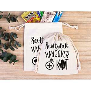 100% Cotton <b>Drawstring</b> <b>Pouches</b>-Hangover Recovery Kit Bags for Events Gift Idea - Product Image 6