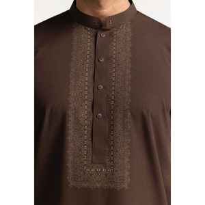 ชุดสูทผู้ชายสีน้ำตาลสไตล์คลาสสิก กระดุมแถวเดียว สำหรับธุรกิจและงานแต่งงาน ปิดด้วยกระดุม ความยาวแบบยาว ลายพิมพ์-SK-S24-070 - Product Image 3