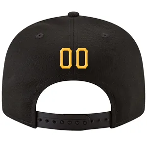 Casquette Snapback Ajustable Personnalisable pour Adultes, Broderie 3D Noire et Or-Blanc, Idéale pour le Sport, la Pêche et les Tenues Décontractées, 100% Coton - Product Image 3