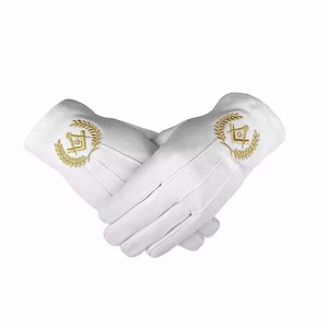 Gants maçonniques de qualité supérieure, bon marché, de couleur blanche, gants professionnels en coton maçonnique avec logo personnalisé - Product Image 3