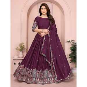 LANZANDO NUEVA DESGASTE DE FIESTA DISEÑADOR LEHENGA CHOLI CON DUPATTA TELA STAR GEORGETTE CON TRABAJO DE BORDADO - Product Image 1