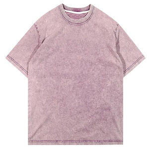 Étiquette personnalisée Streetwear French Terry Heavyweight T-shirt Tee 300gsm Sun Faded Acid Washed Boxy Cropped t Shirt Men Microfiber - Product Image 4