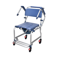 Chaise de toilette pliable et réglable 3-en-1 en aluminium, légère, anti-basculement, pour lit et douche, avec roues silencieuses, capacité 150 kg