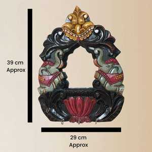 Porte-clés en bois d'éléphant avec miroir en bois de manguier, décoration murale d'entrée, cadeau utilitaire et festif, commandes en gros - Product Image 4
