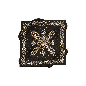 Vintage Designer Logo Scarf-Black Silk Square Digital Print - Product Image 2