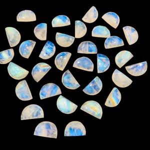 Cuentas sueltas de semicírculo en forma de D de media luna facetadas de piedras preciosas de arcoíris blanco para joyería, collar, pulsera, pendientes DIY - Product Image 3