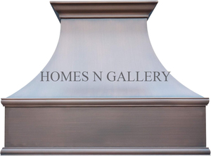 Hotte de cuisine murale en cuivre faite sur mesure, artisanale, pour îlot de cuisson, conçue pour les cuisines de villas de luxe, avec cheminée intégrée - Product Image 2