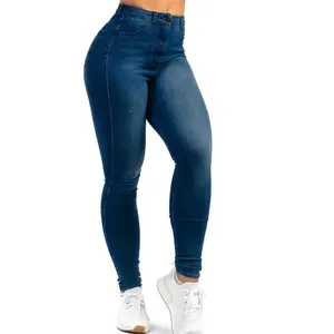 Pantalones vaqueros rectos de cintura alta para mujer, Jeans elásticos ajustados de calidad prémium, venta al por mayor ODM - Product Image 2