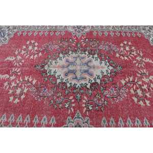 Tapis de 5,7 x 8,5 pieds, grand tapis turc vintage, tapis en laine rouge - Product Image 5