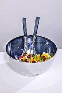 Serveur de salade d'argenterie en acier inoxydable de haute qualité avec poignées en résine colorée pour les événements à usage domestique utilisés en Inde - Product Image 4