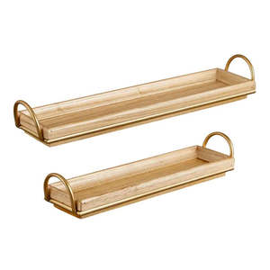 Ensemble fait main de 3 plateaux de service rectangulaires en bois MDF finition brillante Artisanat décoratif Plateau fait main - Product Image 2