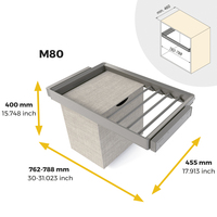 Emuca Kit de Estante para Pantalones de 7 Varillas de Cuarzo Ajustable con Cierre Suave Guías Extraíbles Armarios Marco de Cesta Organizador de Ropa Modelo España
