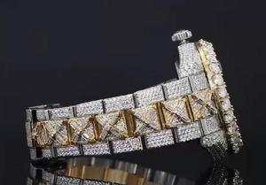 Edición limitada de alta calidad, esfera árabe de dos tonos, reloj de diamante de moissanita helado, movimiento automático, pantalla analógica, Sub único - Product Image 3