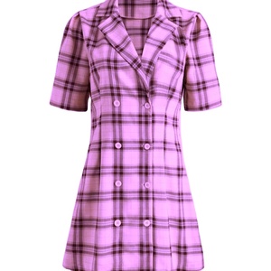 Combinaison à manches longues en coton à carreaux pour femme Hiver Casual Bouton Broderie Applique Perles Décorations Plus Disponible-XS - Product Image 2