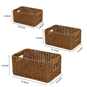 Juego de 3 Cestas Rectangulares de Ratán Hechas a Mano, Cesta de Almacenamiento, Venta al por Mayor, Ecológicas, Hechas en Vietnam - Product Image 2