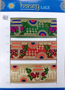 Tela de encaje bordado floral colorido Patrones intrincados Uso de moda de gama alta para bolsas de regalos de ropa - Product Image 6