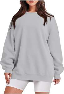 Jersey de algodón con estampado de pantalla, Sudadera con capucha de gran tamaño y pantalones de chándal, Top corto, sudaderas con capucha, sudadera de cuello redondo para mujer - Product Image 5