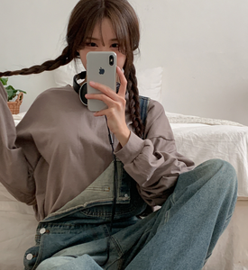 Camiseta de Manga Larga de Algodón con Abertura Lateral Holgada para Mujer, Suave, Cómoda, Informal, para Uso Diario, Estilo Coreano, 7 Colores, Talla Única - Product Image 3