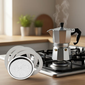 Ensemble de 3 pièces pour cafetière 10 tasses, kit de joints et de filtres 02CF039 RG1 compatible avec les cafetières Moka - Product Image 3