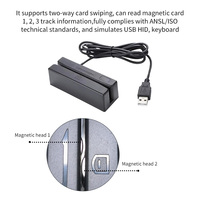 Lector de Tarjetas de Banda Magnética de Doble Cabezal MSR98D con Interfaz USB, Instalación Externa, Lectura Precisa, Indicadores LED y Zumbador