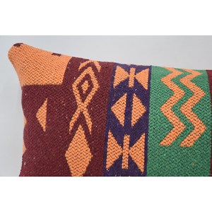 Luxury Geometric Bohemian Wool <b>Pillow</b> 12x24 Inch Green Accent Woven Vintage Leaves Square Patterns for Home Sofa Foam Filled - Product Image 2