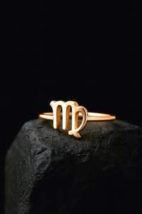Anillo de Horóscopo Virgo en Plata de Ley 925 Chapado en Oro de 14k, Anillo Minimalista con Signo Zodiacal, Ajustable, Joyería Astrológica, Regalo para Ella - Product Image 6