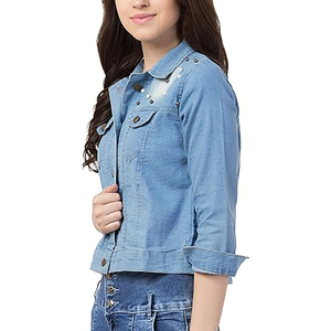Top Vente Femmes Denim Vestes Dames Casual Jeans Veste Et Manteaux Tissu De Haute Qualité Lavable Couleur Fade Preuve Denim Vestes - Product Image 5