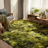 Tapis d'intérieur moderne en laine abstraite, tapis moelleux en peluche fait à la main pour le salon et la chambre à coucher, tapis vert forêt