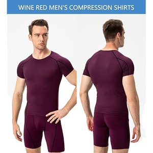 Camiseta de entrenamiento de gimnasio para hombre Quick Athletic 95% poliéster 8% Spandex manga corta transpirable compresión ropa atlética - Product Image 3